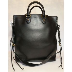 Gucci Animalier Black Leather Tote - New